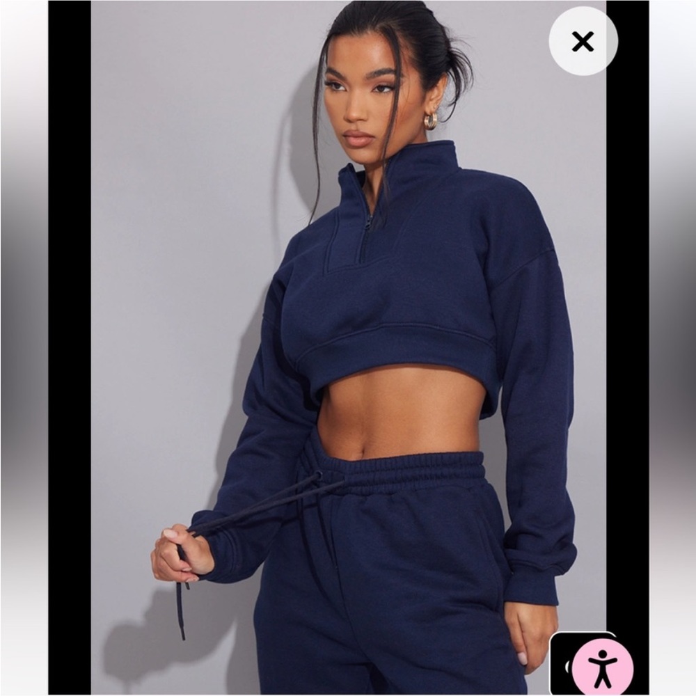 NWT Midnight Blue Cropped Half-zip and Jogger Set